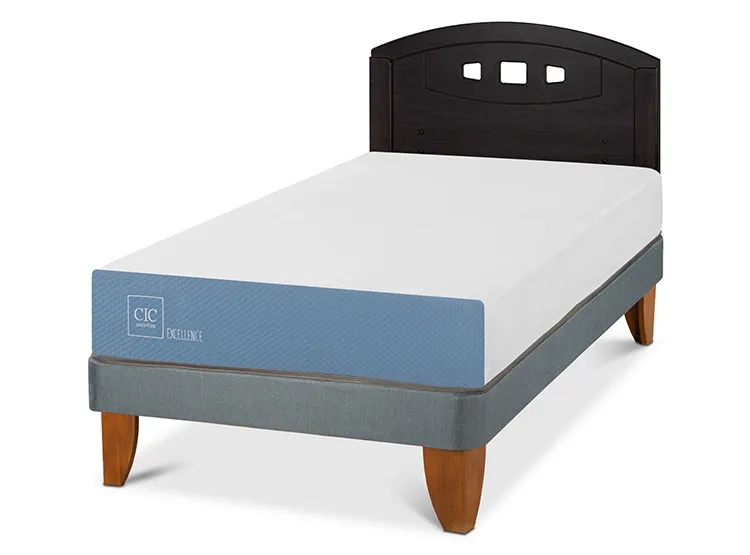 JUEGO DE DORMITORIO CIC CAMA EUROPEA EXCELLENCE 1.5 PLAZAS + RESPALDO GALES NEGRO - 2
