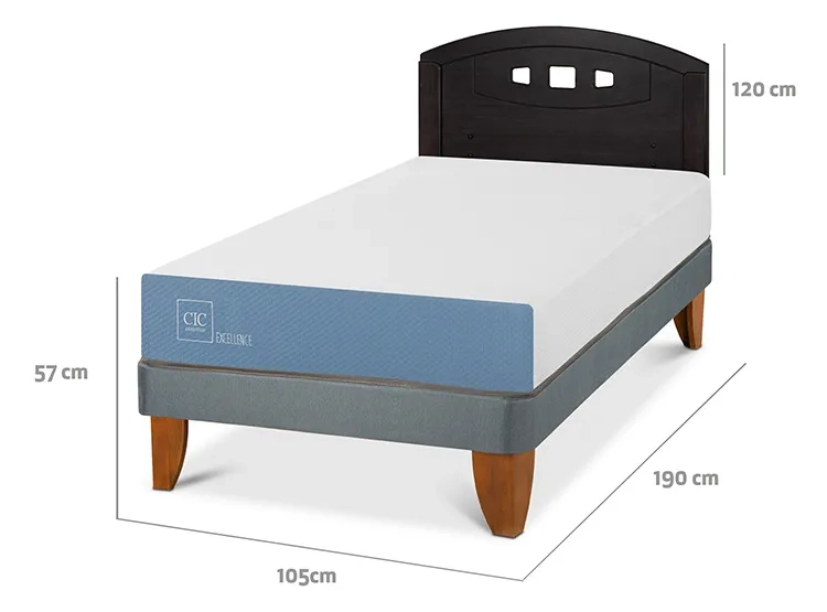 JUEGO DE DORMITORIO CIC CAMA EUROPEA EXCELLENCE 1.5 PLAZAS + RESPALDO GALES NEGRO - 3