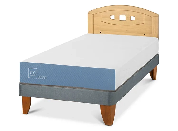 JUEGO DE DORMITORIO CIC CAMA EUROPEA EXCELLENCE 1.5 PLAZAS + RESPALDO GALES MOSTAZA - 2
