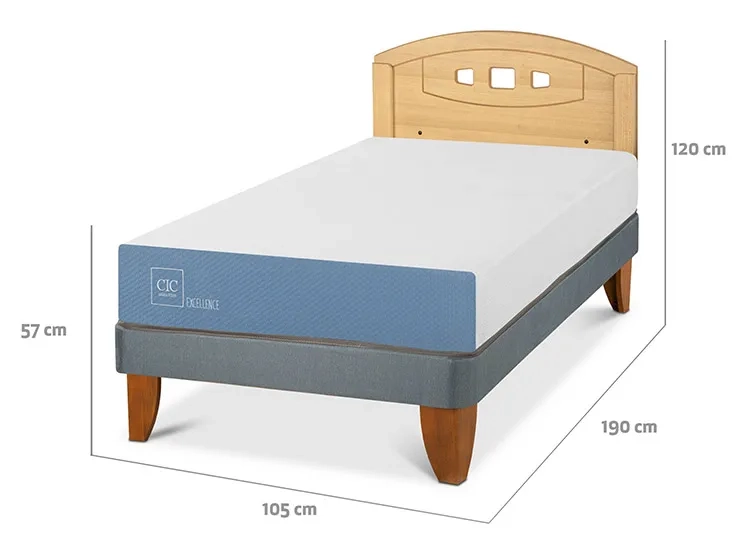 JUEGO DE DORMITORIO CIC CAMA EUROPEA EXCELLENCE 1.5 PLAZAS + RESPALDO GALES MOSTAZA - 3