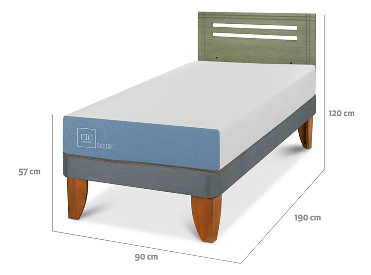 JUEGO DE DORMITORIO CIC CAMA EUROPEA EXCELLENCE 1 PLAZA + RESPALDO MUNICH OLIVO - 3