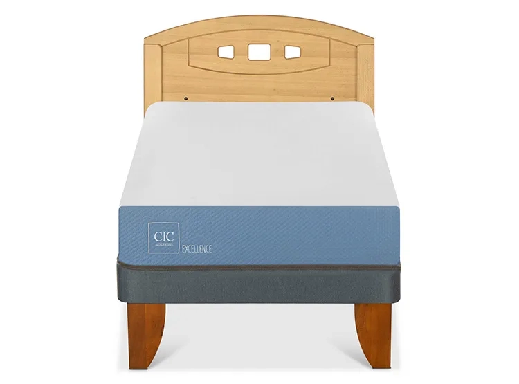 JUEGO DE DORMITORIO CIC CAMA EUROPEA EXCELLENCE 1 PLAZA + RESPALDO GALES MOSTAZA - 1