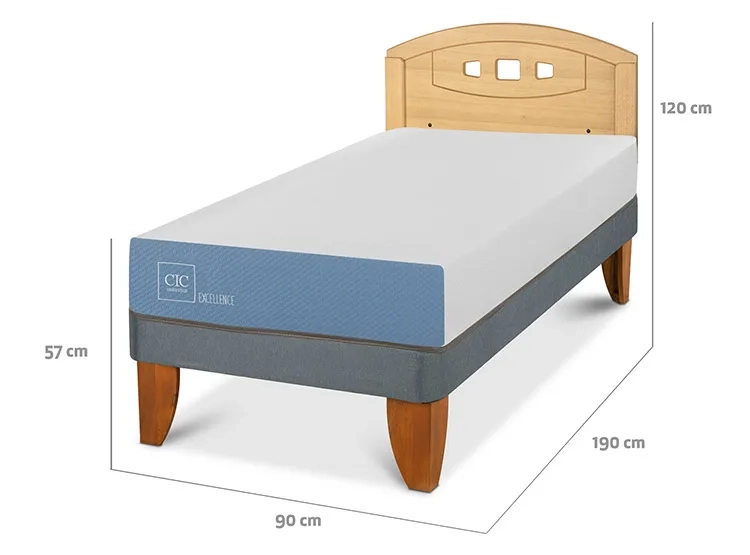 JUEGO DE DORMITORIO CIC CAMA EUROPEA EXCELLENCE 1 PLAZA + RESPALDO GALES MOSTAZA - 3