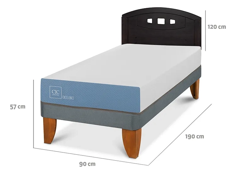 JUEGO DE DORMITORIO CIC CAMA EUROPEA EXCELLENCE 1 PLAZA + RESPALDO GALES NEGRO - 3