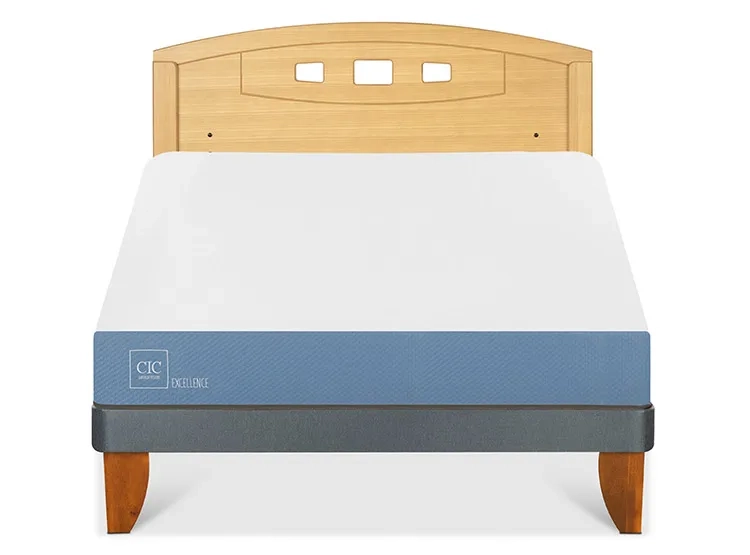 JUEGO DE DORMITORIO CIC CAMA EUROPEA EXCELLENCE BN 2 PLAZAS + RESPALDO GALES MOSTAZA - 1