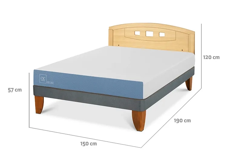 JUEGO DE DORMITORIO CIC CAMA EUROPEA EXCELLENCE BN 2 PLAZAS + RESPALDO GALES MOSTAZA - 3