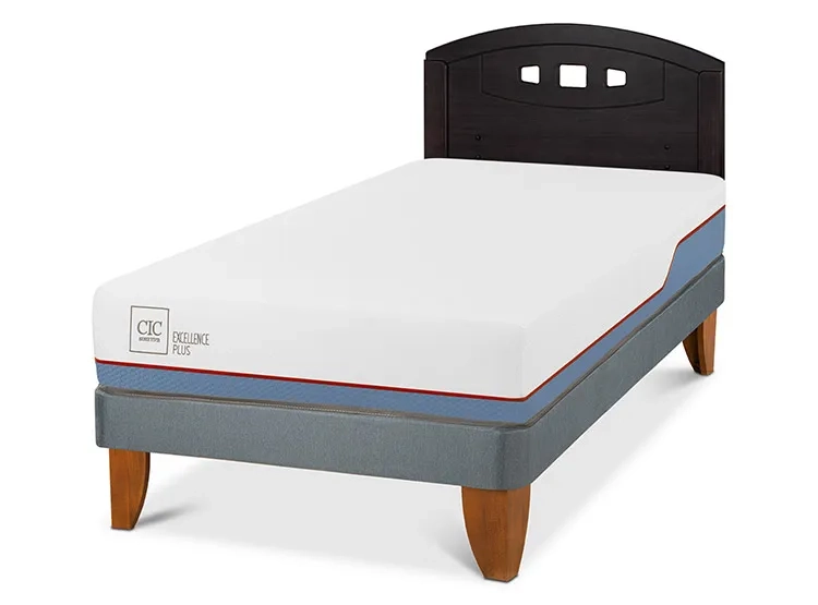 JUEGO DE DORMITORIO CIC CAMA EUROPEA EXCELLENCE PLUS 1.5 PLAZAS + RESPALDO GALES NEGRO - 2