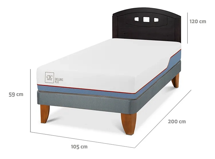 JUEGO DE DORMITORIO CIC CAMA EUROPEA EXCELLENCE PLUS 1.5 PLAZAS + RESPALDO GALES NEGRO - 3