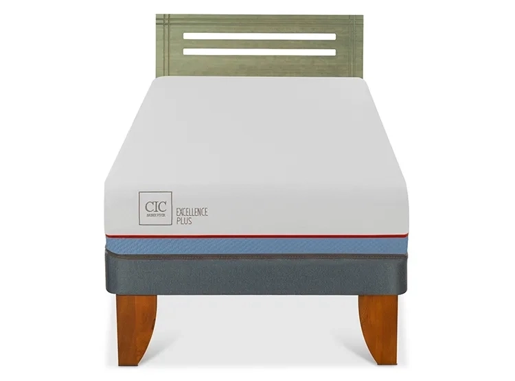 JUEGO DE DORMITORIO CIC CAMA EUROPEA EXCELLENCE PLUS 1.5 PLAZAS + RESPALDO MUNICH OLIVO - 1