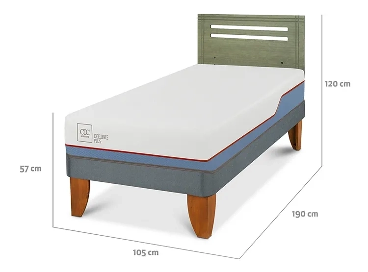 JUEGO DE DORMITORIO CIC CAMA EUROPEA EXCELLENCE PLUS 1.5 PLAZAS + RESPALDO MUNICH OLIVO - 3