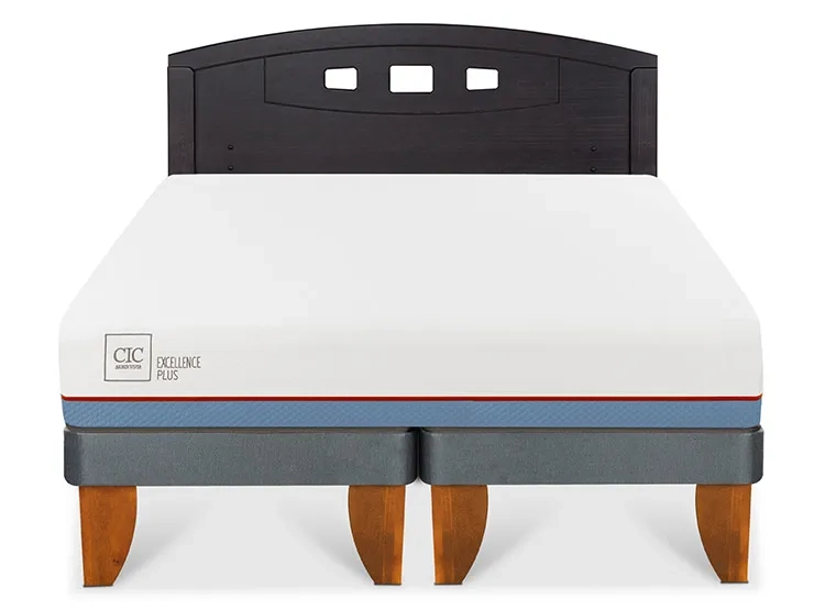 JUEGO DE DORMITORIO CIC CAMA EUROPEA EXCELLENCE PLUS BD 2 PLAZAS + RESPALDO GALES NEGRO - 1