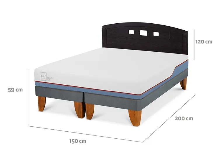JUEGO DE DORMITORIO CIC CAMA EUROPEA EXCELLENCE PLUS BD 2 PLAZAS + RESPALDO GALES NEGRO - 3