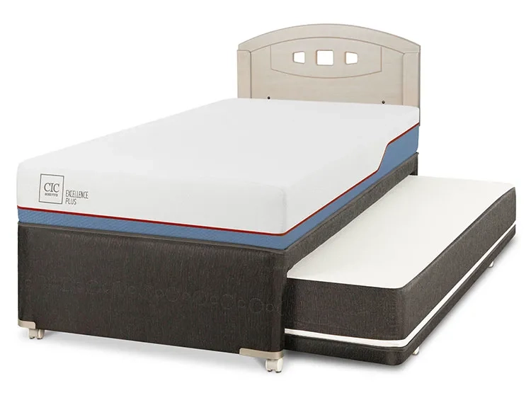 JUEGO DE DORMITORIO CIC CAMA DIVAN EXCELLENCE PLUS 1.5 PLAZAS NEGRO + RESPALDO GALES ALPINO - 2