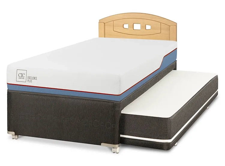 JUEGO DE DORMITORIO CIC CAMA DIVAN EXCELLENCE PLUS 1.5 PLAZAS NEGRO + RESPALDO GALES MOSTAZA - 2