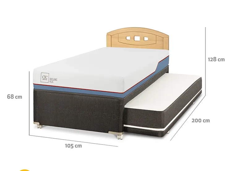 JUEGO DE DORMITORIO CIC CAMA DIVAN EXCELLENCE PLUS 1.5 PLAZAS NEGRO + RESPALDO GALES MOSTAZA - 3