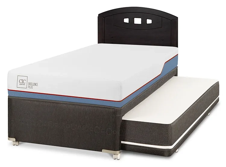 JUEGO DE DORMITORIO CIC CAMA DIVAN EXCELLENCE PLUS 1.5 PLAZAS NEGRO + RESPALDO GALES - 2