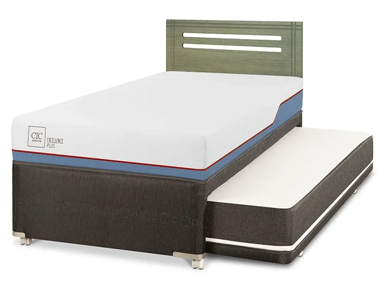 JUEGO DE DORMITORIO CIC CAMA DIVAN EXCELLENCE PLUS 1.5 PLAZAS NEGRO + RESPALDO MUNICH OLIVO - 2