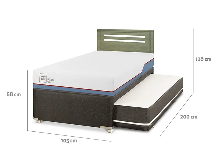 JUEGO DE DORMITORIO CIC CAMA DIVAN EXCELLENCE PLUS 1.5 PLAZAS NEGRO + RESPALDO MUNICH OLIVO - 3