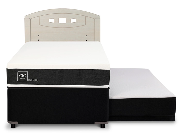 JUEGO DE DORMITORIO CIC CAMA DIVAN ORTOPEDIC 1.5 PLAZAS NEGRO + RESPALDO GALES ALPINO - 1