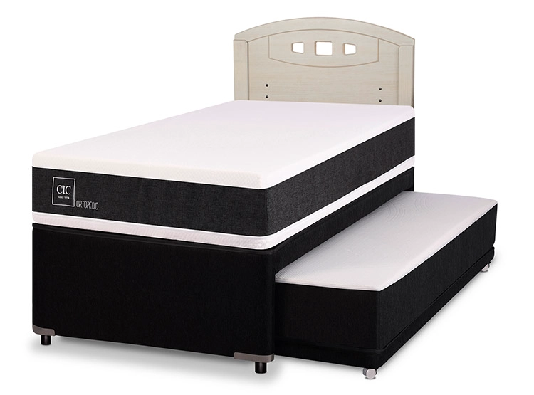 JUEGO DE DORMITORIO CIC CAMA DIVAN ORTOPEDIC 1.5 PLAZAS NEGRO + RESPALDO GALES ALPINO - 2