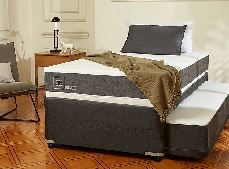 JUEGO DE DORMITORIO CIC CAMA DIVAN ORTOPEDIC 1.5 PLAZAS NEGRO + RESPALDO GALES ALPINO - 7