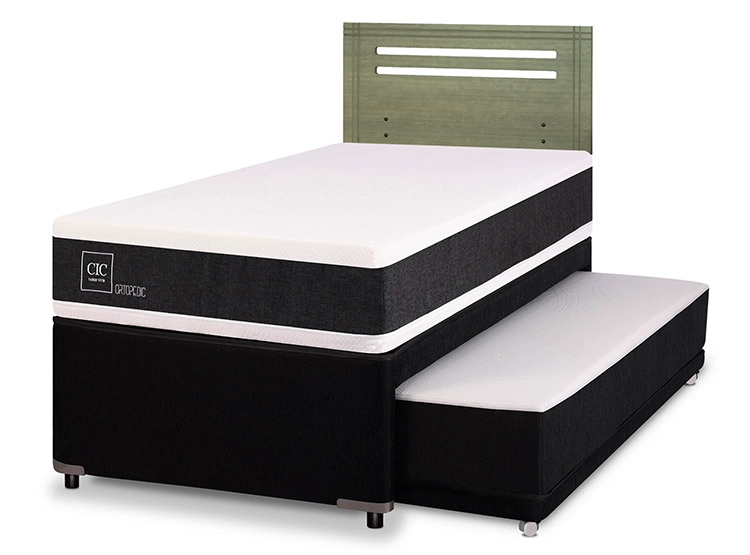 JUEGO DE DORMITORIO CIC CAMA DIVAN ORTOPEDIC 1.5 PLAZAS NEGRO + RESPALDO MUNICH OLIVO - 2
