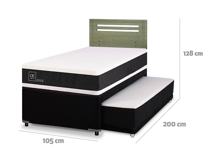 JUEGO DE DORMITORIO CIC CAMA DIVAN ORTOPEDIC 1.5 PLAZAS NEGRO + RESPALDO MUNICH OLIVO - 3