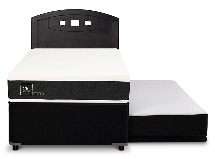 JUEGO DE DORMITORIO CIC CAMA DIVAN ORTOPEDIC 1.5 PLAZAS NEGRO + RESPALDOALDO GALES - 1