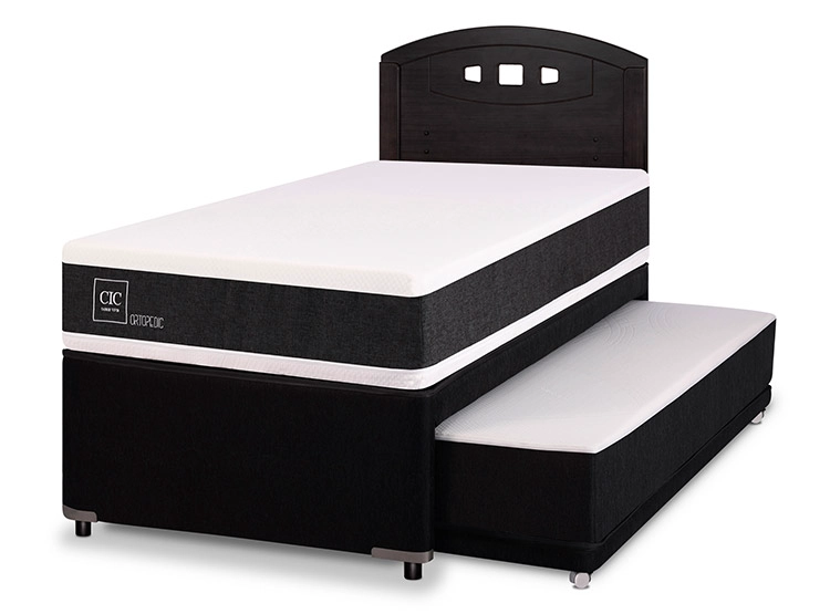 JUEGO DE DORMITORIO CIC CAMA DIVAN ORTOPEDIC 1.5 PLAZAS NEGRO + RESPALDOALDO GALES - 2