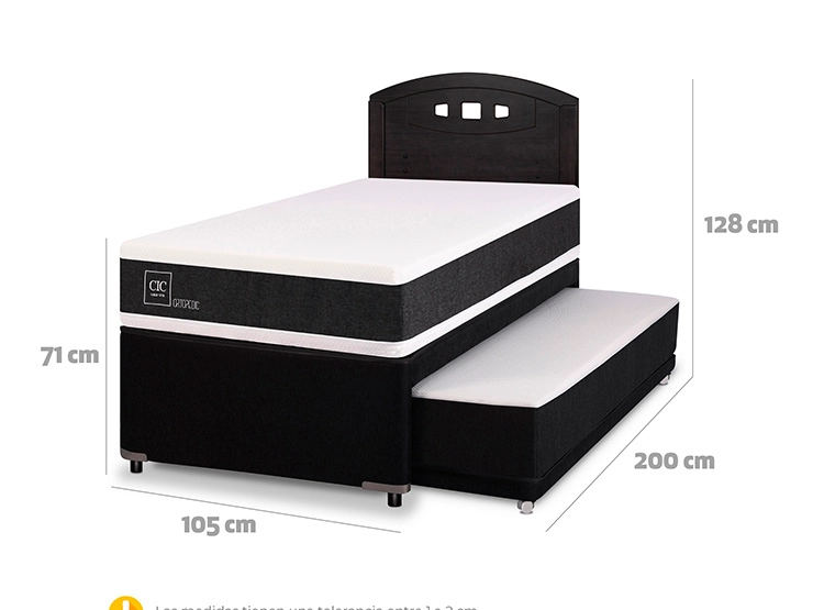 JUEGO DE DORMITORIO CIC CAMA DIVAN ORTOPEDIC 1.5 PLAZAS NEGRO + RESPALDOALDO GALES - 3