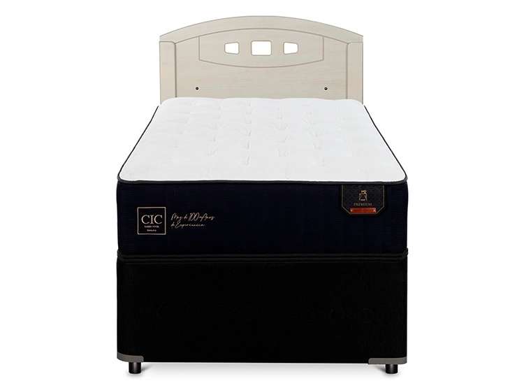 JUEGO DE DORMITORIO CIC CAMA DIVAN PREMIUM 1.5 PLAZAS NEGRO + RESPALDO GALES ALPINO - 1