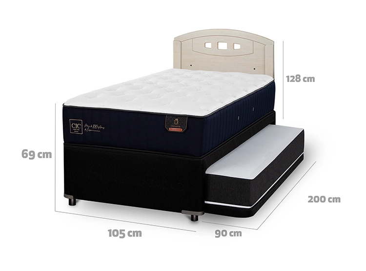 JUEGO DE DORMITORIO CIC CAMA DIVAN PREMIUM 1.5 PLAZAS NEGRO + RESPALDO GALES ALPINO - 3