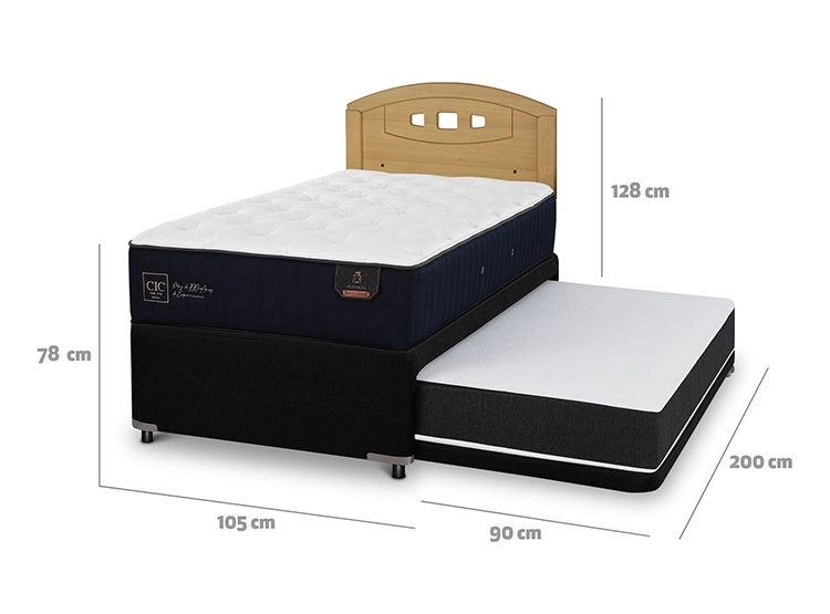 JUEGO DE DORMITORIO CIC CAMA DIVAN PREMIUM 1.5 PLAZAS NEGRO + RESPALDO GALES MOSTAZA - 3