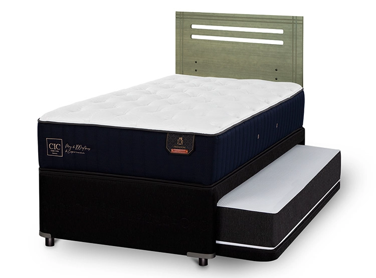 JUEGO DE DORMITORIO CIC CAMA DIVAN PREMIUM 1.5 PLAZAS NEGRO + RESPALDO MUNICH OLIVO - 2