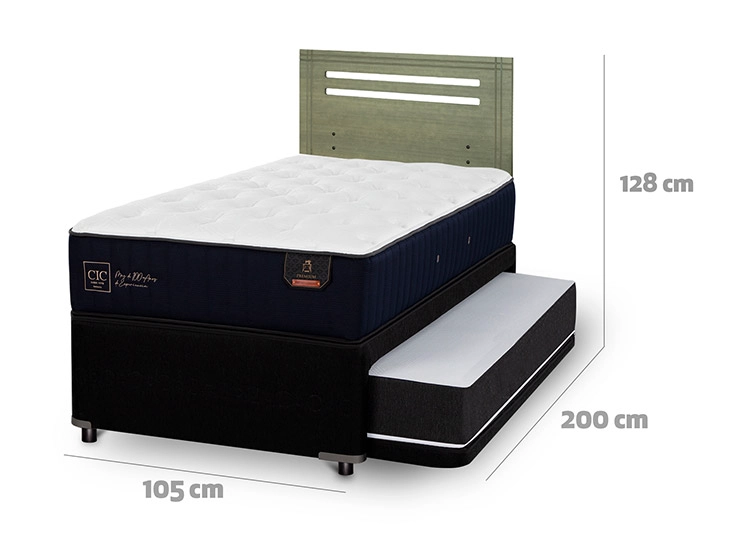JUEGO DE DORMITORIO CIC CAMA DIVAN PREMIUM 1.5 PLAZAS NEGRO + RESPALDO MUNICH OLIVO - 3