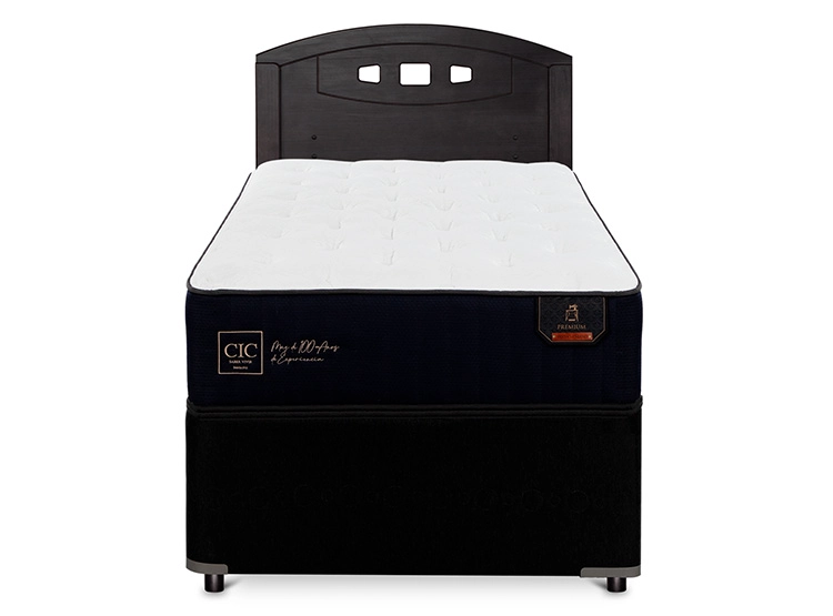 JUEGO DE DORMITORIO CIC CAMA DIVAN PREMIUM 1.5 PLAZAS NEGRO + RESPALDO GALES - 1