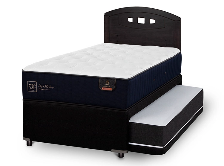 JUEGO DE DORMITORIO CIC CAMA DIVAN PREMIUM 1.5 PLAZAS NEGRO + RESPALDO GALES - 2