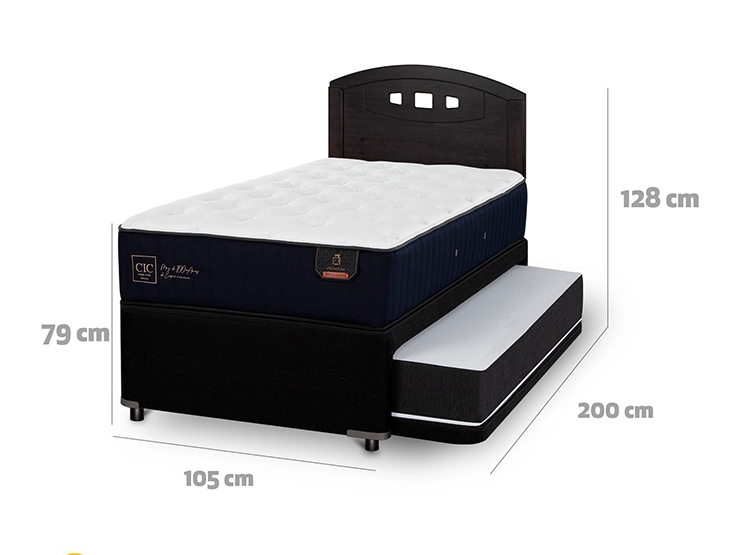JUEGO DE DORMITORIO CIC CAMA DIVAN PREMIUM 1.5 PLAZAS NEGRO + RESPALDO GALES - 3