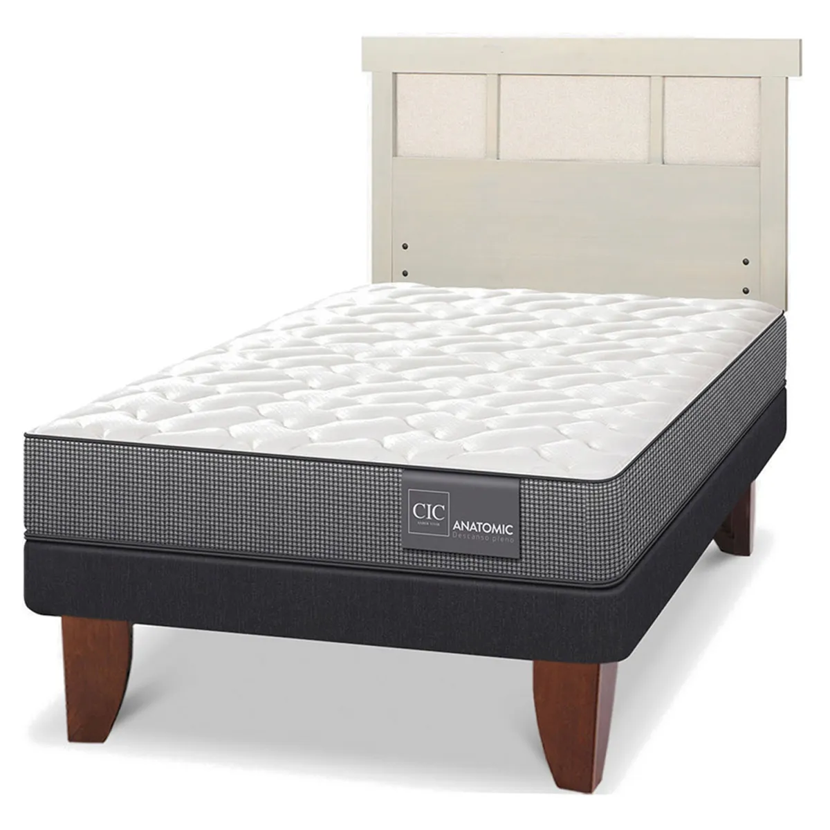 JUEGO DE DORMITORIO CIC CAMA EUROPEA ANATOMIC 1.5 PLAZAS + RESPALDO DUBLIN ALPINO - 2