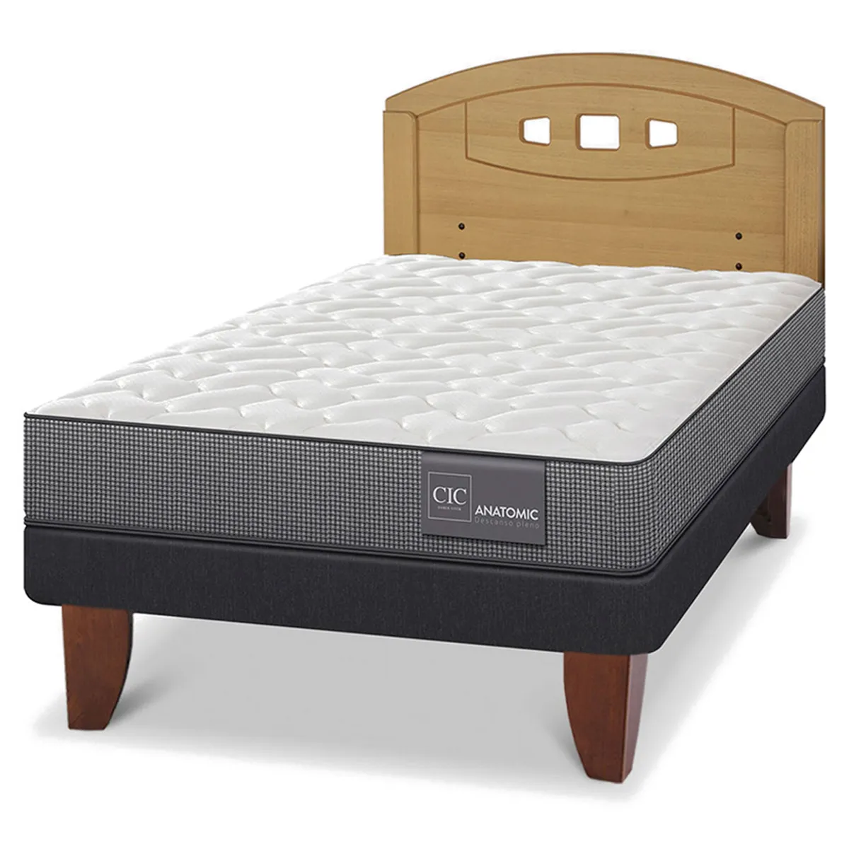 JUEGO DE DORMITORIO CIC CAMA EUROPEA ANATOMIC 1.5 PLAZAS + RESPALDO GALES MOSTAZA - 2
