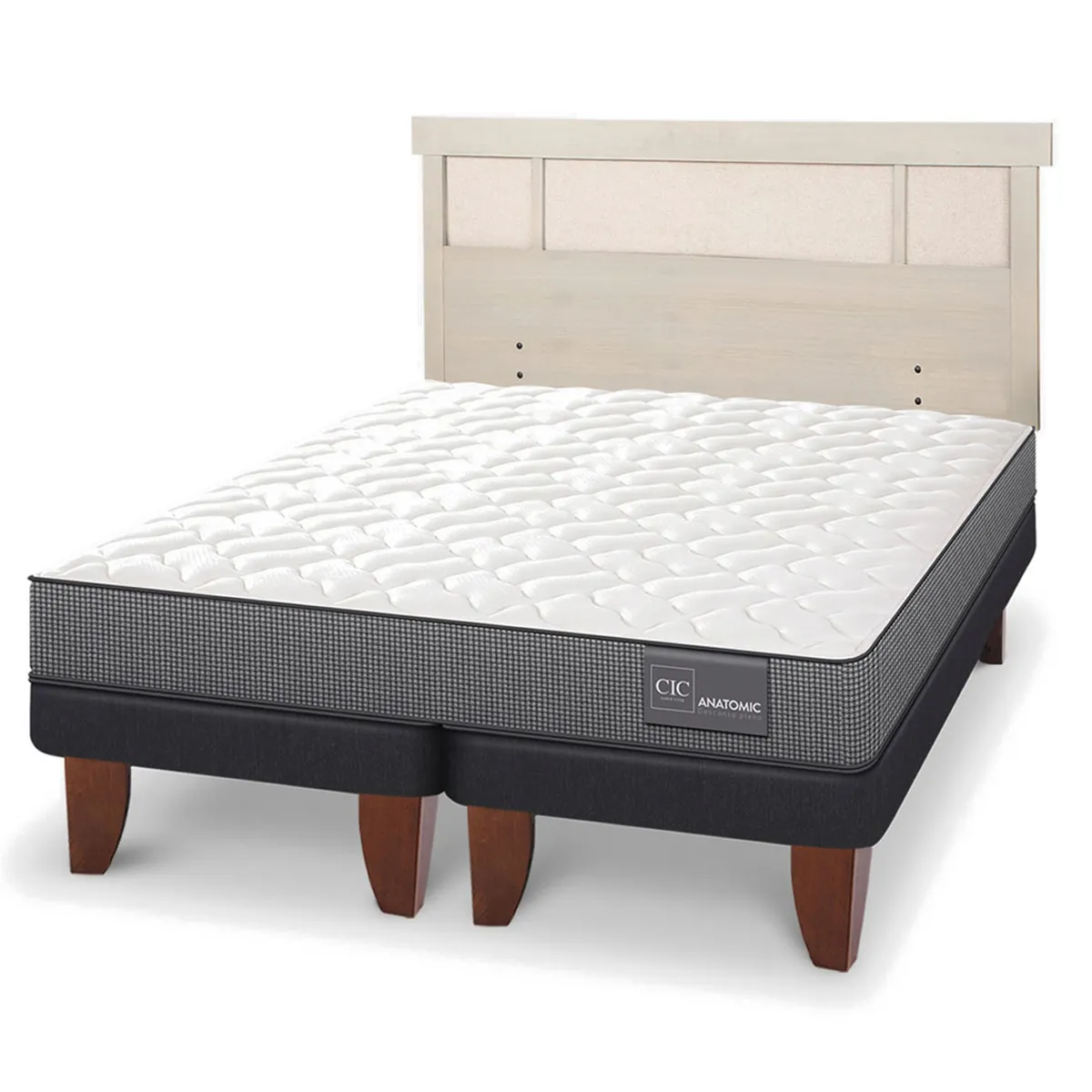 JUEGO DE DORMITORIO CIC CAMA EUROPEA ANATOMIC BD 2 PLAZAS + RESPALDO DUBLIN ALPINO - 2