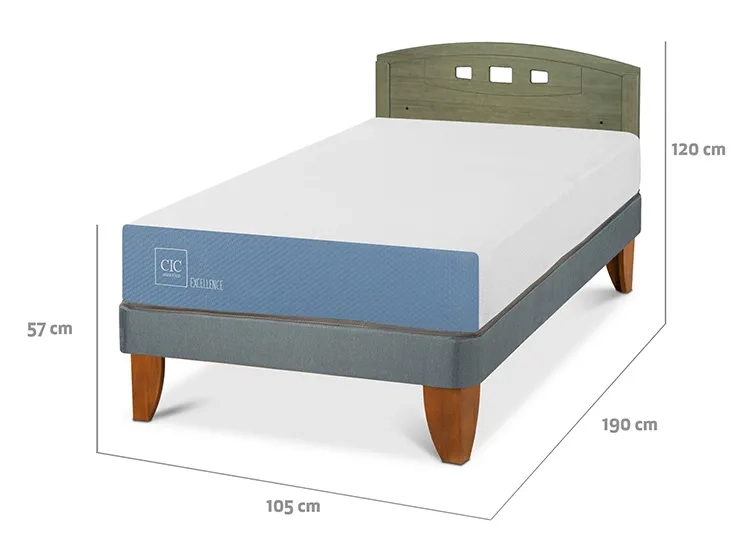 JUEGO DE DORMITORIO CIC CAMA EUROPEA EXCELLENCE 1.5 PLAZAS + RESPALDO GALES OLIVO - 3