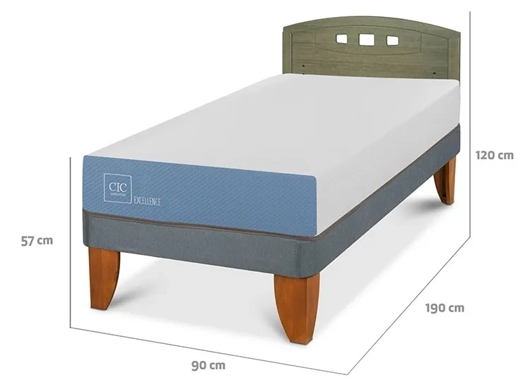 JUEGO DE DORMITORIO CIC CAMA EUROPEA EXCELLENCE 1 PLAZA + RESPALDO GALES OLIVO - 3
