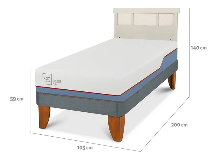 JUEGO DE DORMITORIO CIC CAMA EUROPEA EXCELLENCE PLUS 1.5 PLAZAS + RESPALDO DUBLIN ALPINO - 3
