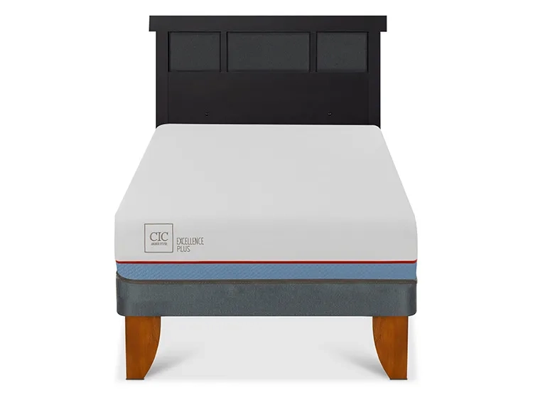 JUEGO DE DORMITORIO CIC CAMA EUROPEA EXCELLENCE PLUS 1.5 PLAZAS + RESPALDO DUBLIN NEGRO - 1