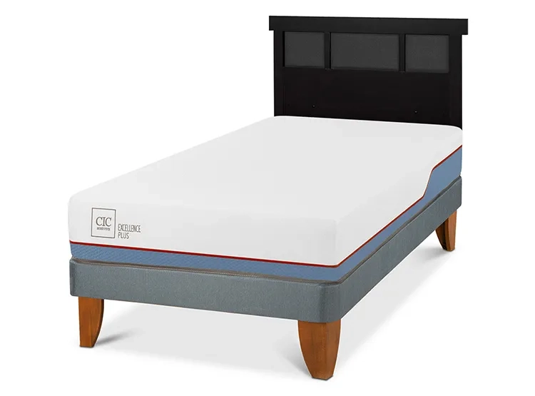JUEGO DE DORMITORIO CIC CAMA EUROPEA EXCELLENCE PLUS 1.5 PLAZAS + RESPALDO DUBLIN NEGRO - 2
