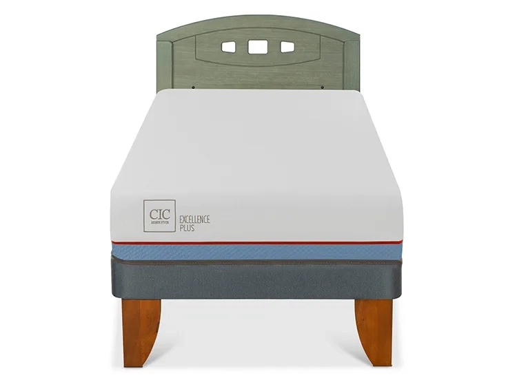 JUEGO DE DORMITORIO CIC CAMA EUROPEA EXCELLENCE PLUS 1.5 PLAZAS + RESPALDO GALES OLIVO - 1