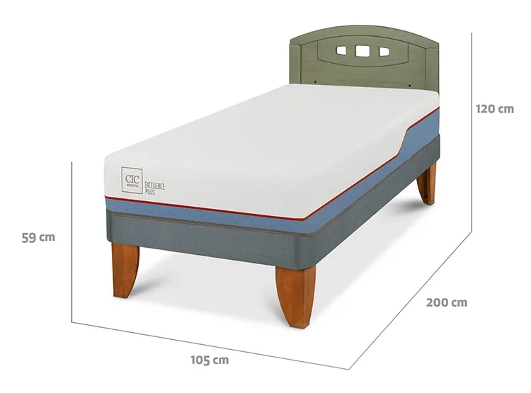 JUEGO DE DORMITORIO CIC CAMA EUROPEA EXCELLENCE PLUS 1.5 PLAZAS + RESPALDO GALES OLIVO - 3