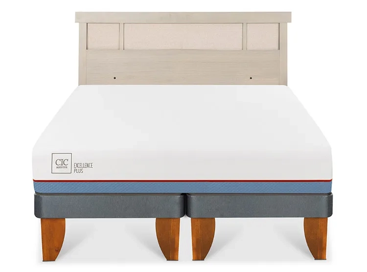 JUEGO DE DORMITORIO CIC CAMA EUROPEA EXCELLENCE PLUS BD 2 PLAZAS + RESPALDO DUBLIN ALPINO - 1