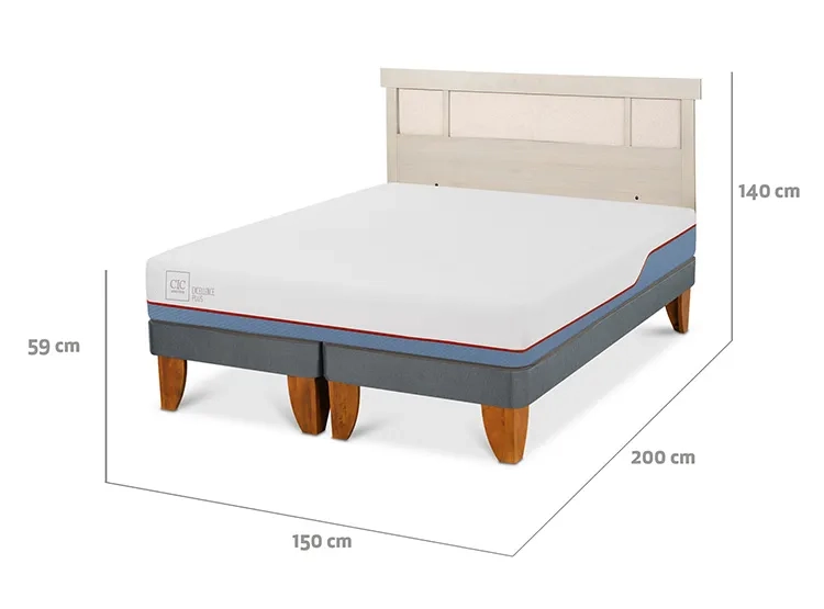 JUEGO DE DORMITORIO CIC CAMA EUROPEA EXCELLENCE PLUS BD 2 PLAZAS + RESPALDO DUBLIN ALPINO - 3